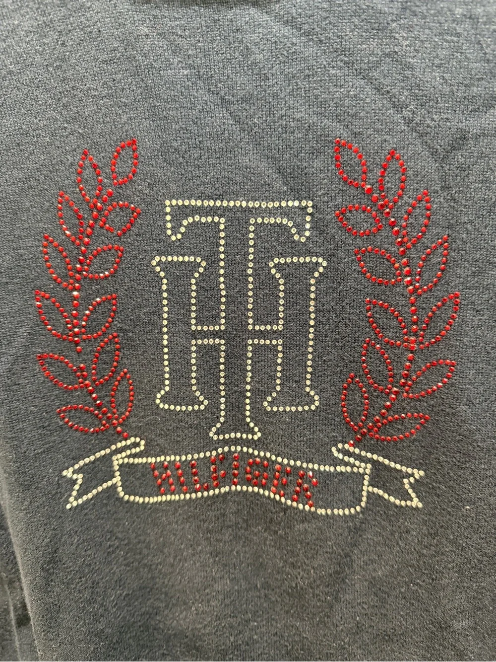 Tommy Hilfiger Navy Sweater with Red & White Trim
